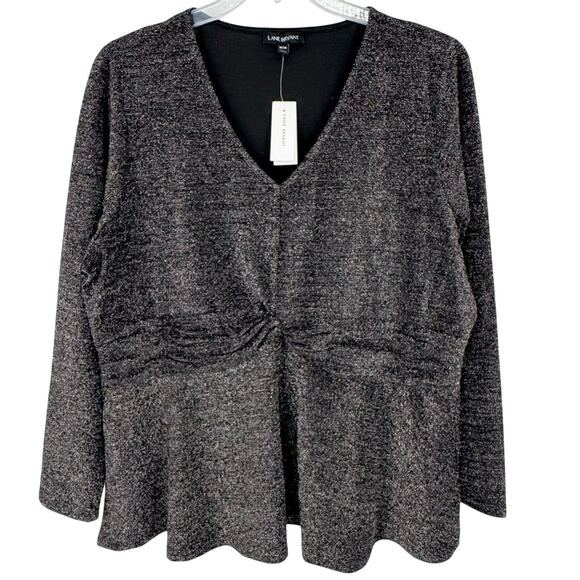 NWT Lane Bryant Twist-Front Shimmer Peplum Top Plus Sz 18/20 Cocktail Glam Bling - Picture 5 of 13